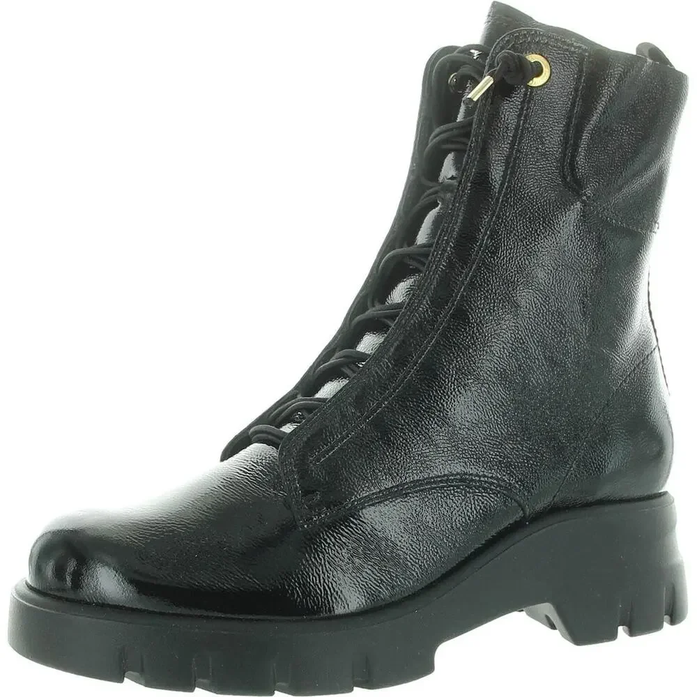 PAUL GREEN WOMENS WICKED BOOT BLACK CRINKLED PATENT 10 MEDIUM